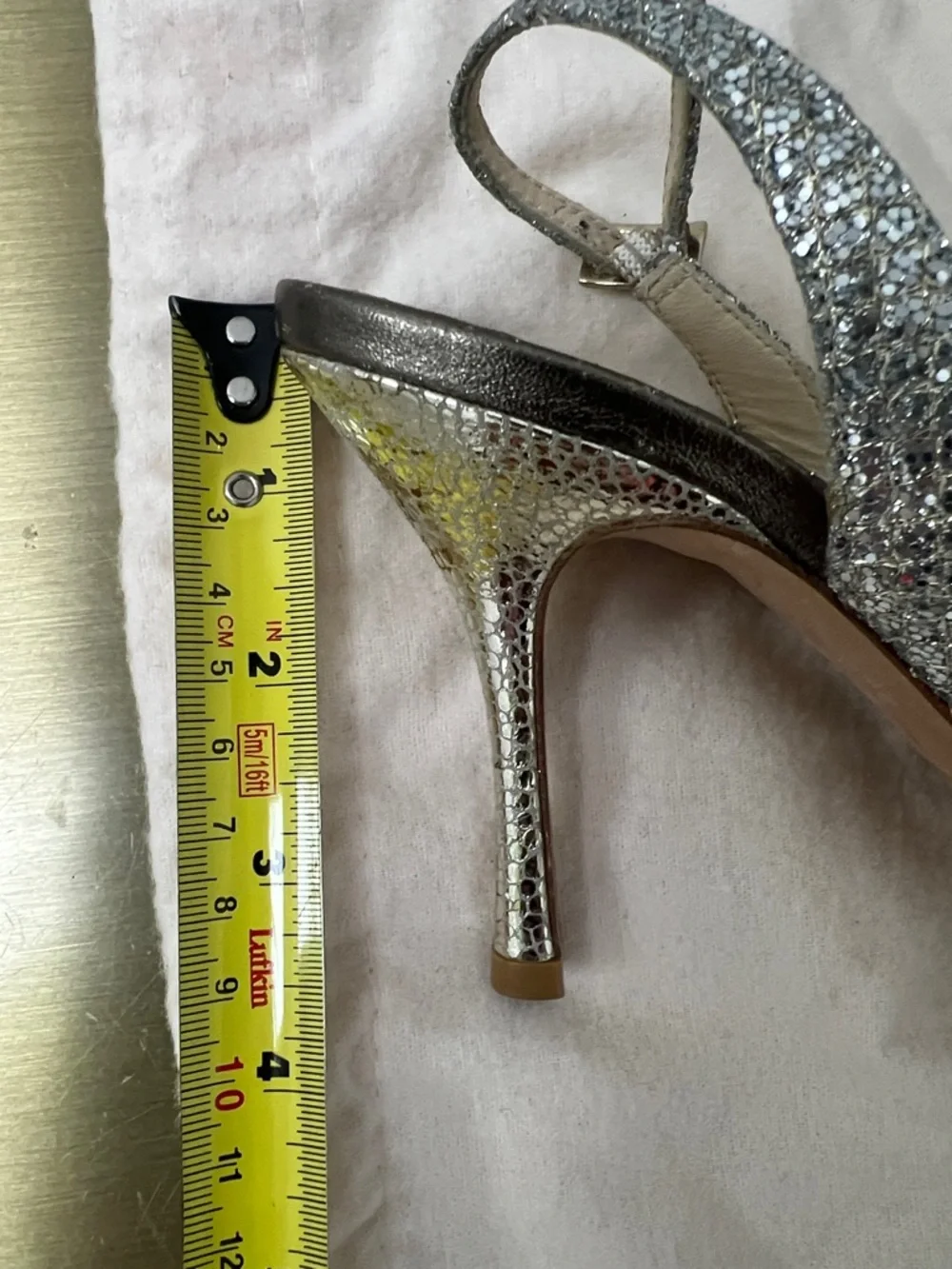 Jimmy Choo Silver Glitter Slingback Heels - Picture 6 of 6